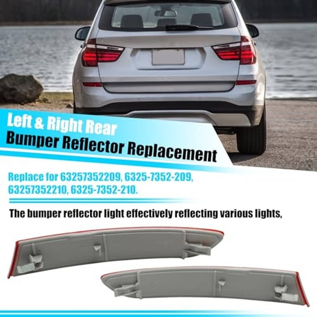 Left and right rear bumper reflector replacement lenses shown in packaging view.