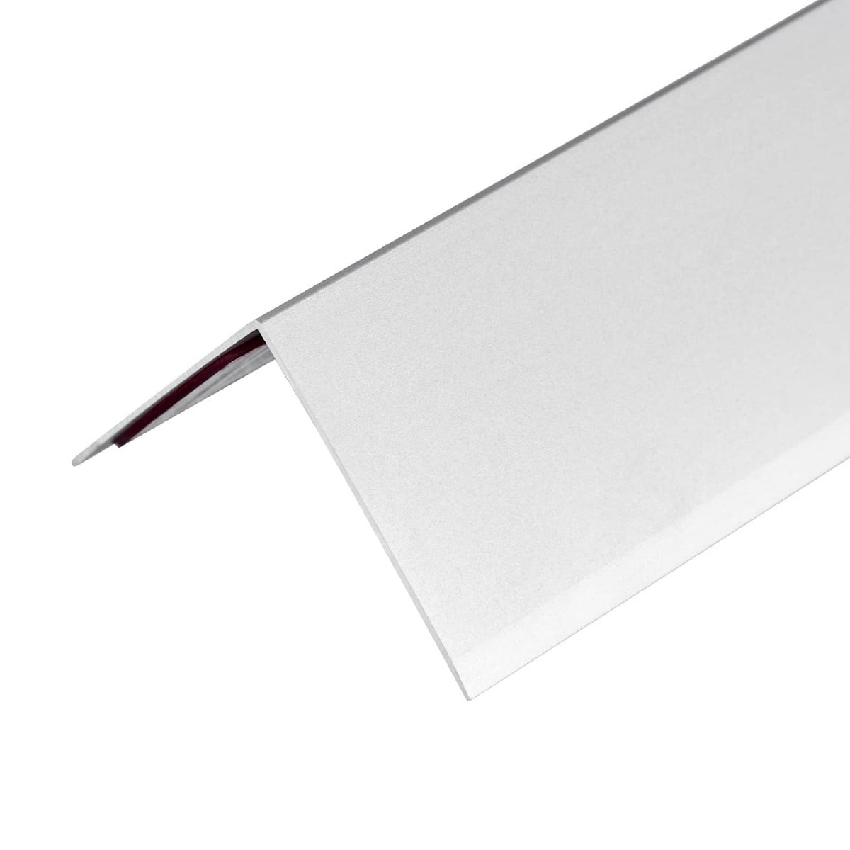 White aluminum self-adhesive wall corner guard, L-profile with adhesive backing edge