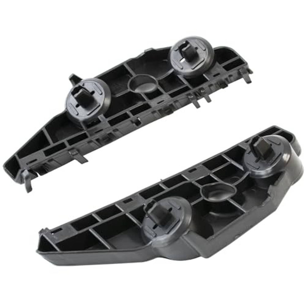 Underside view of front bumper bracket housings, black plastic with mounting tabs