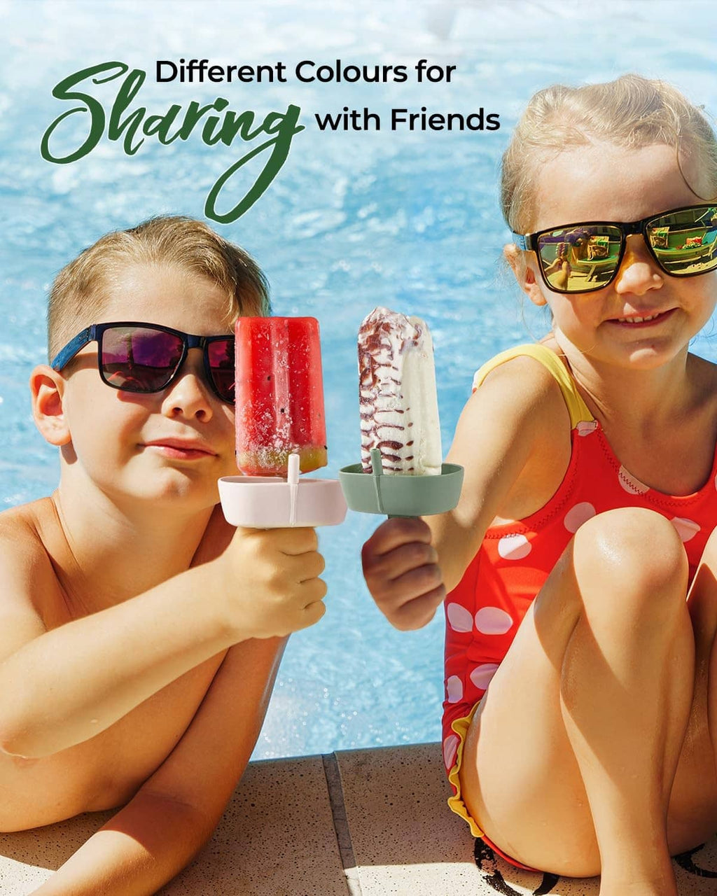 Silicone popsicle holders for friends in different colors, each with dual slots