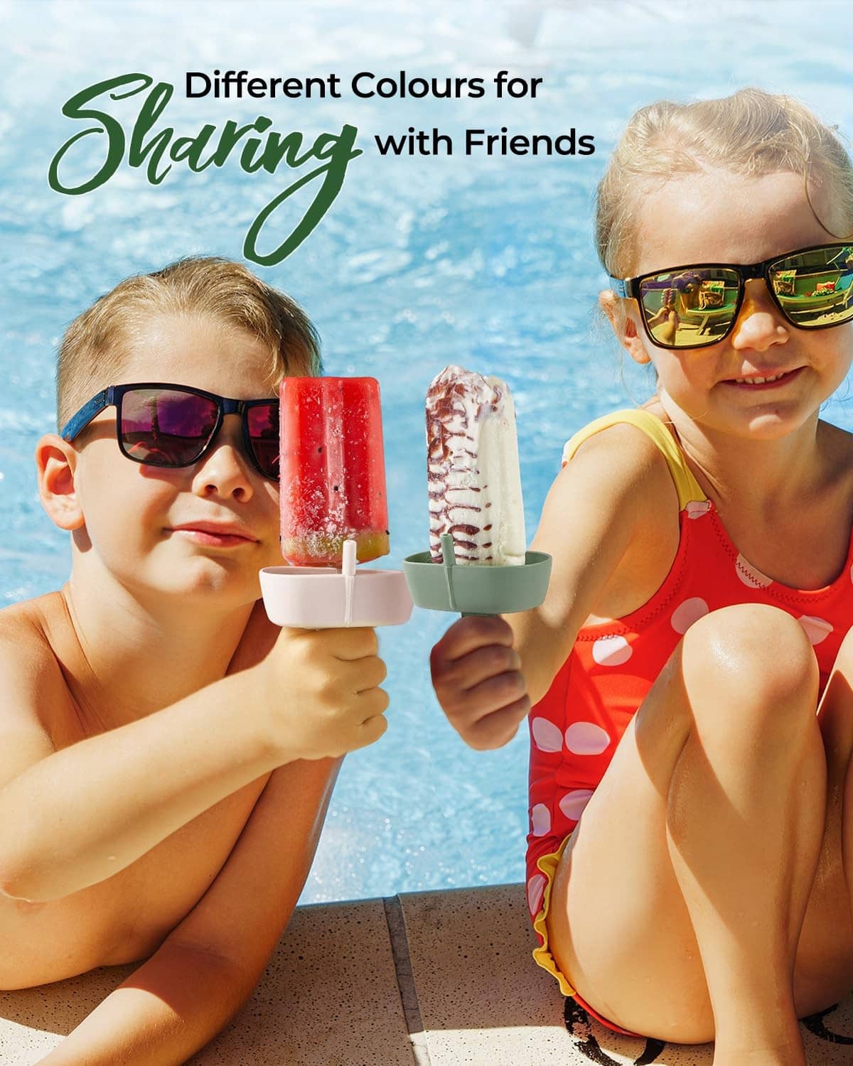 Silicone popsicle holders for friends in different colors, each with dual slots