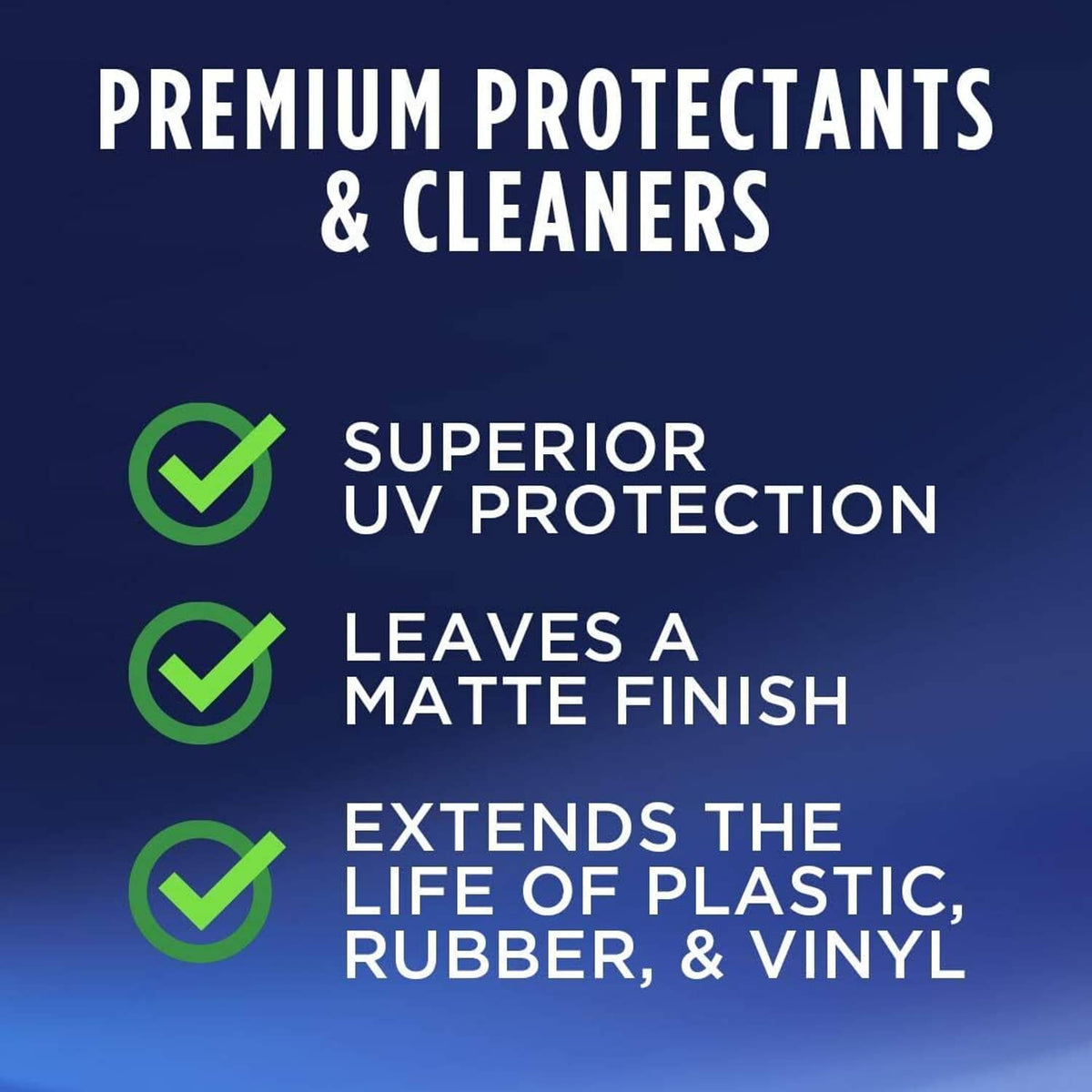 Premium UV protectant spray bottle packaging featuring matte finish and UV protection icons