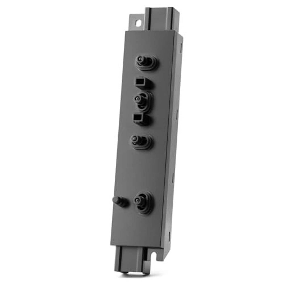 Power seat switch control panel with 4 circular switches and 2 rocker buttons, dark gray
