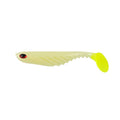 Glow chartreuse soft plastic rippled shad fishing lure, 3 in, single bait