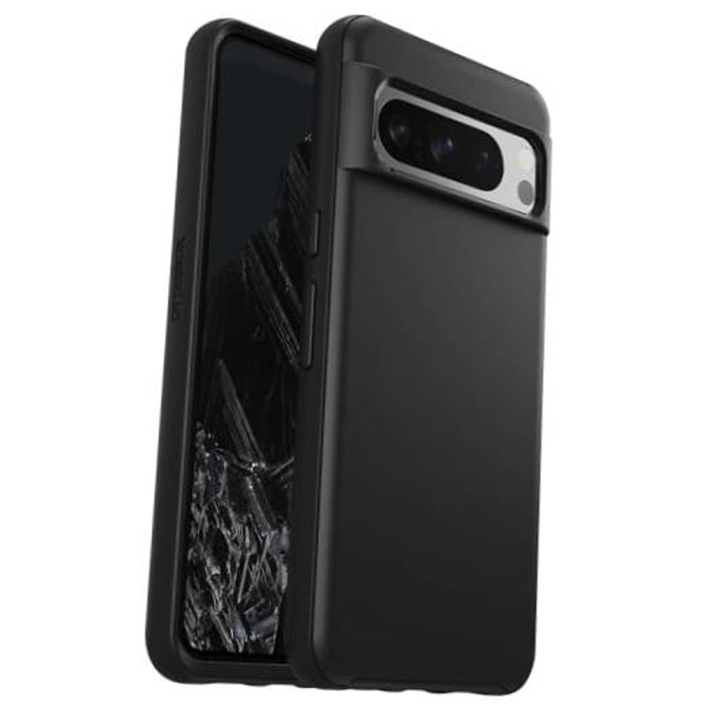 Black phone case for Pixel 8 Pro with raised camera cutout and slim symmetry