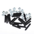 Exhaust manifold stud kit with black threaded studs and silver hex nuts.