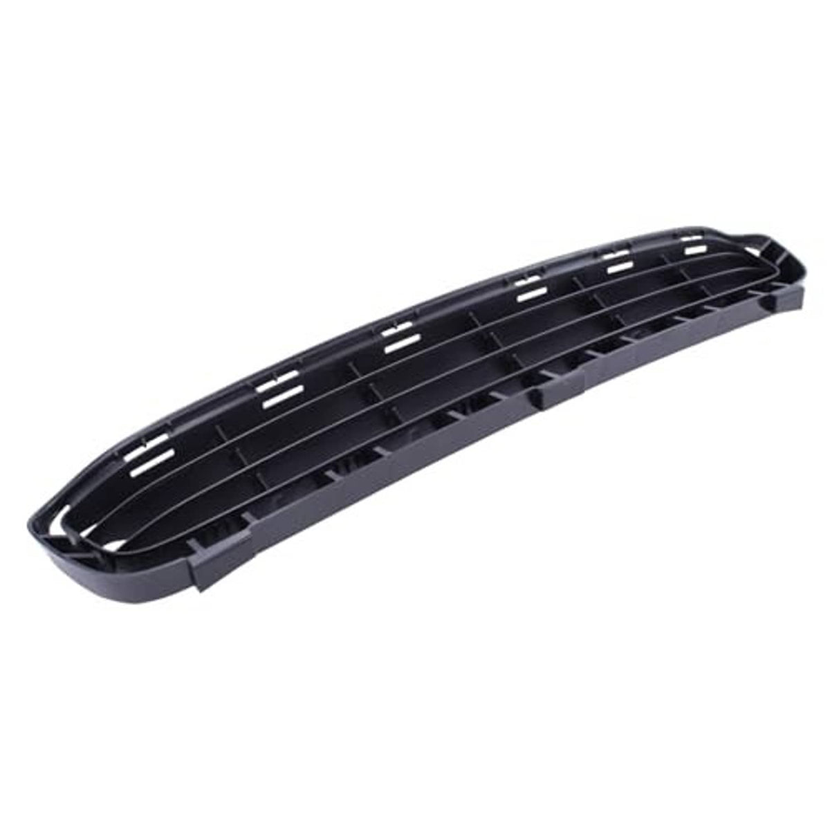 Black front grille insert with internal crossbars and side mounting tabs