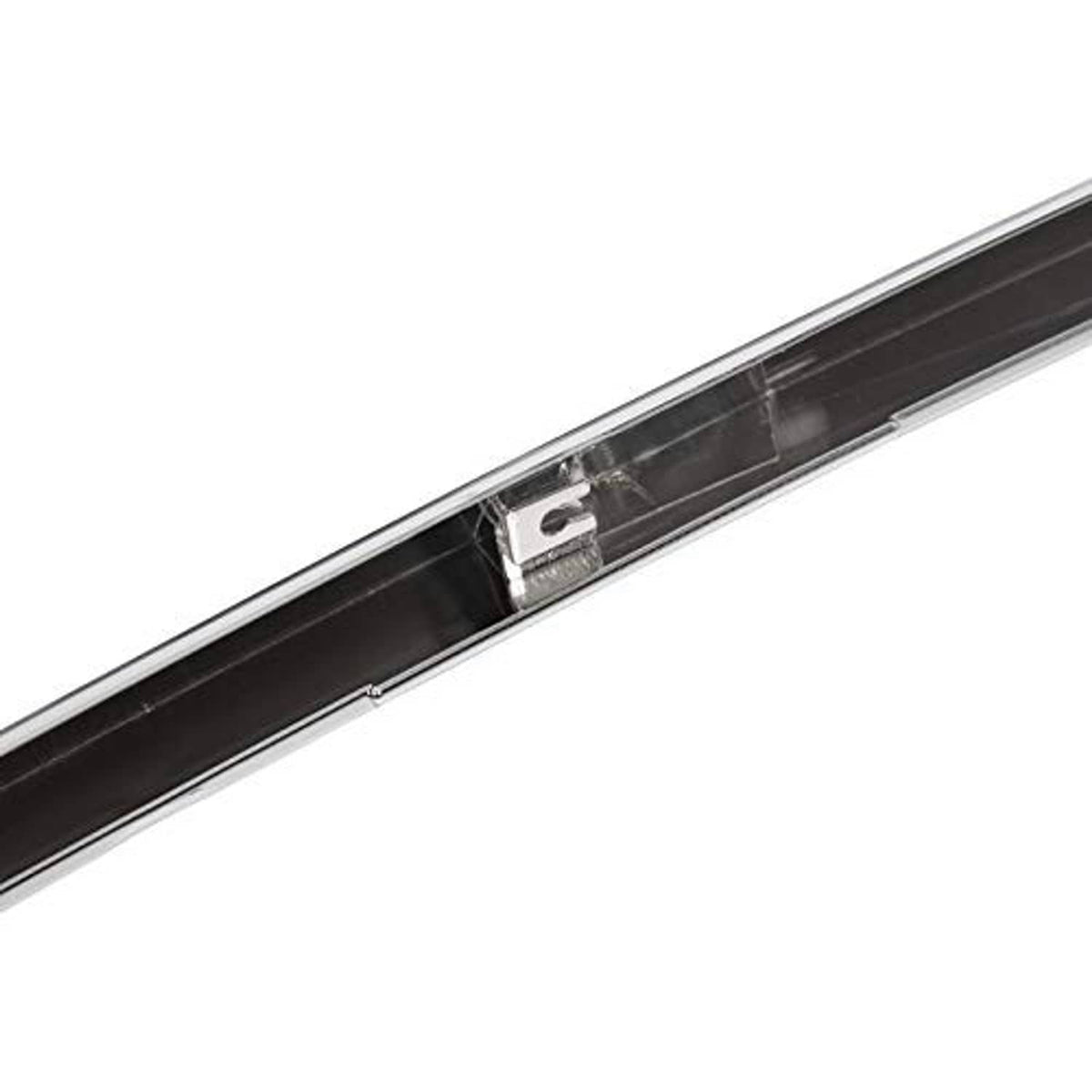 Close-up hood trim molding channel with metal mounting bracket