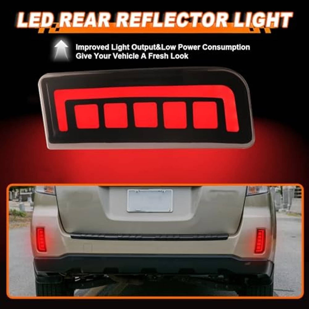 LED rear reflector light with red illuminated bar in black smoked lens housing