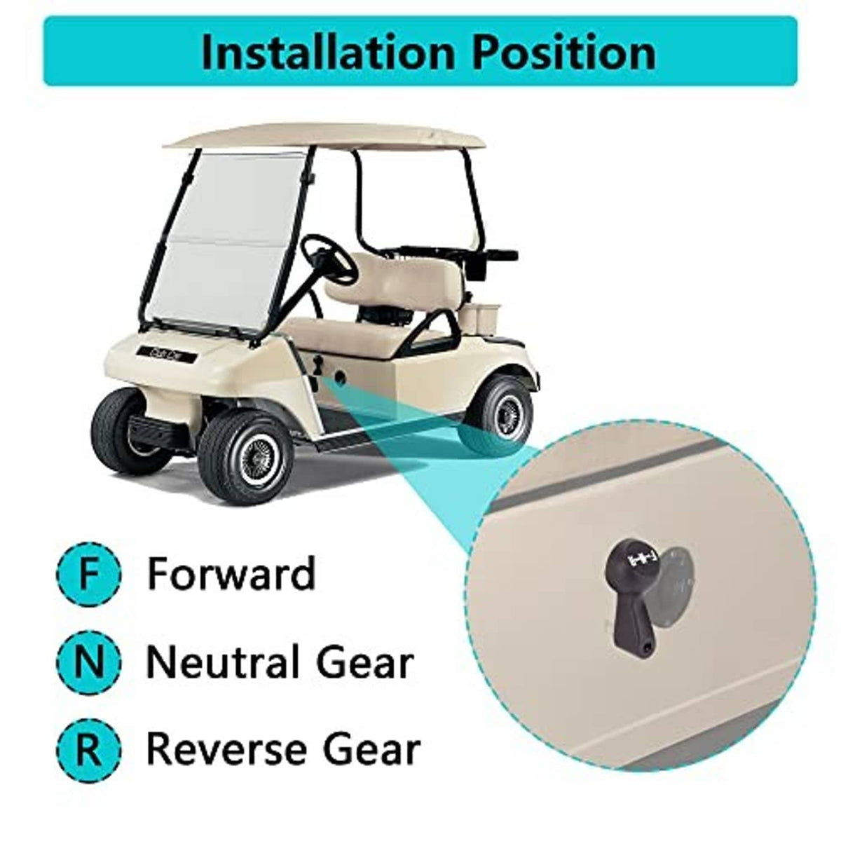 Illustration of black forward-neutral-reverse shifter handle position