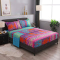 Colorful boho paisley sheet set with fitted sheet, flat sheet, and pillow cases