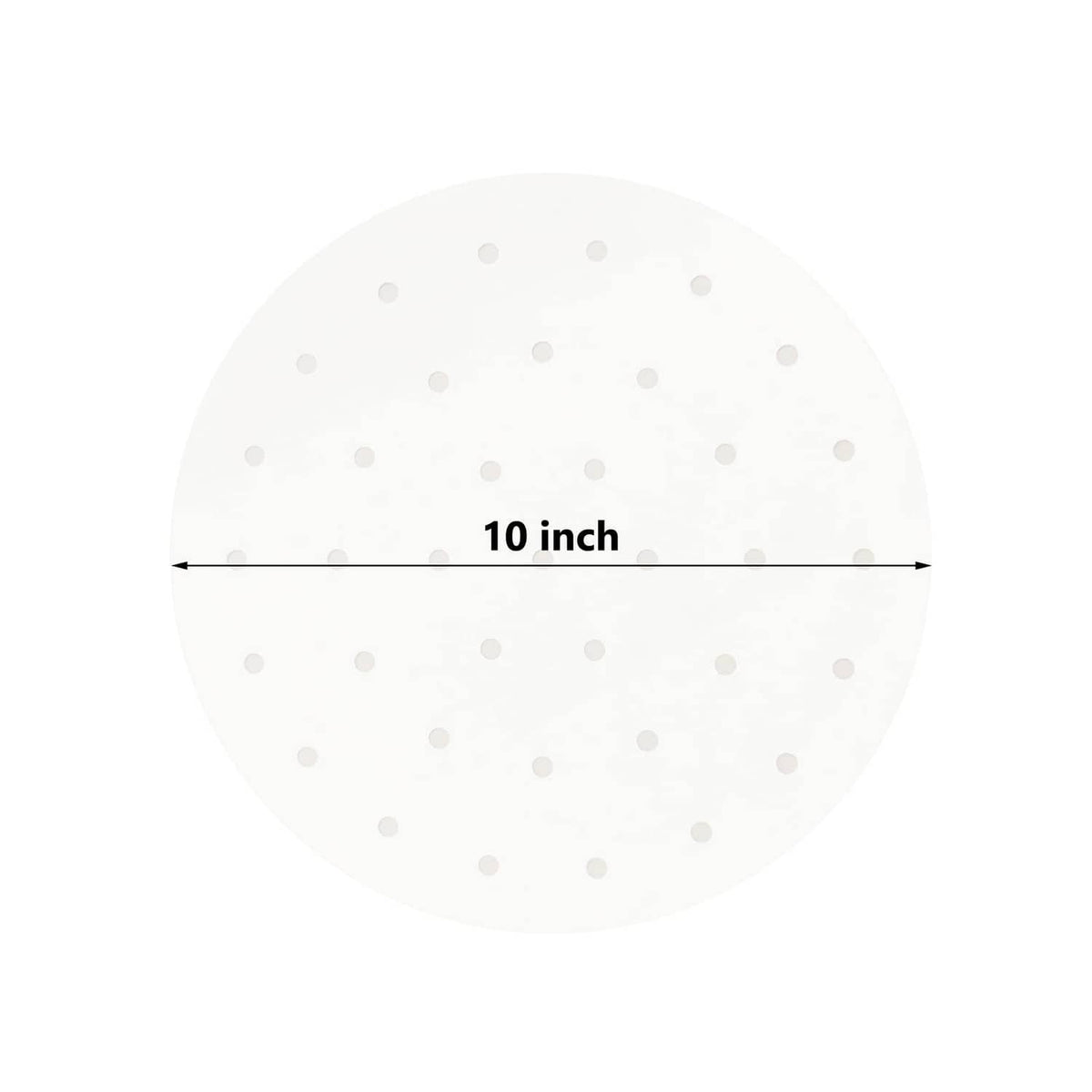 Round white air fryer parchment liner, 10 inch diameter measurement