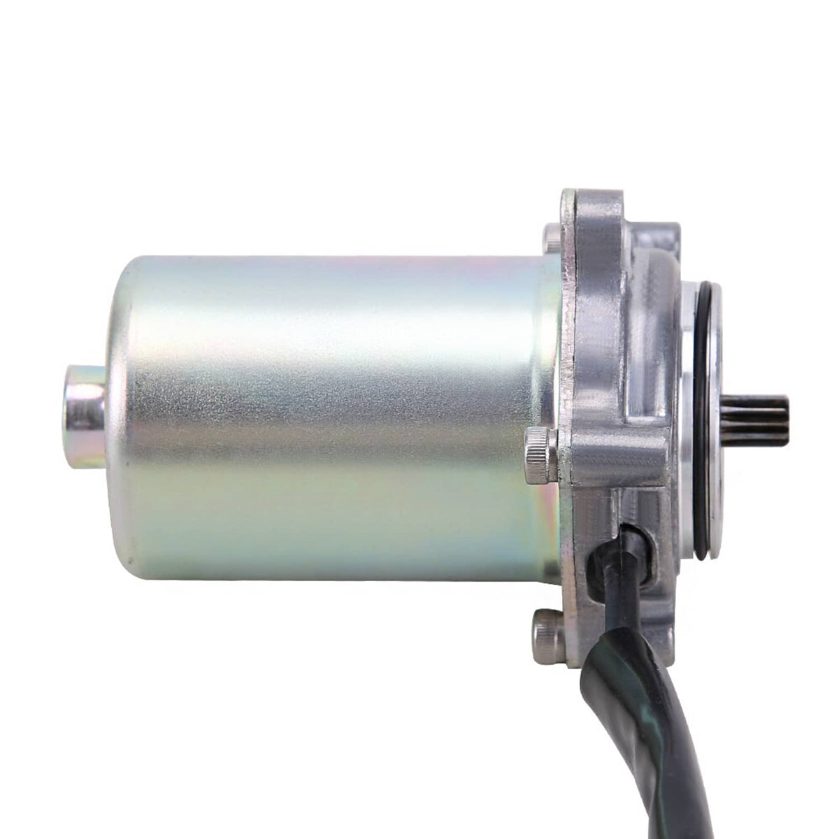 Power shift control motor with cylindrical housing and side output shaft