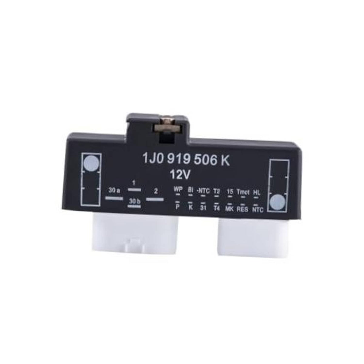 Black radiator cooling fan control module relay unit with wiring connector tabs