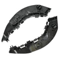 Front bumper bracket, black plastic with mounting tabs and circular screw holes