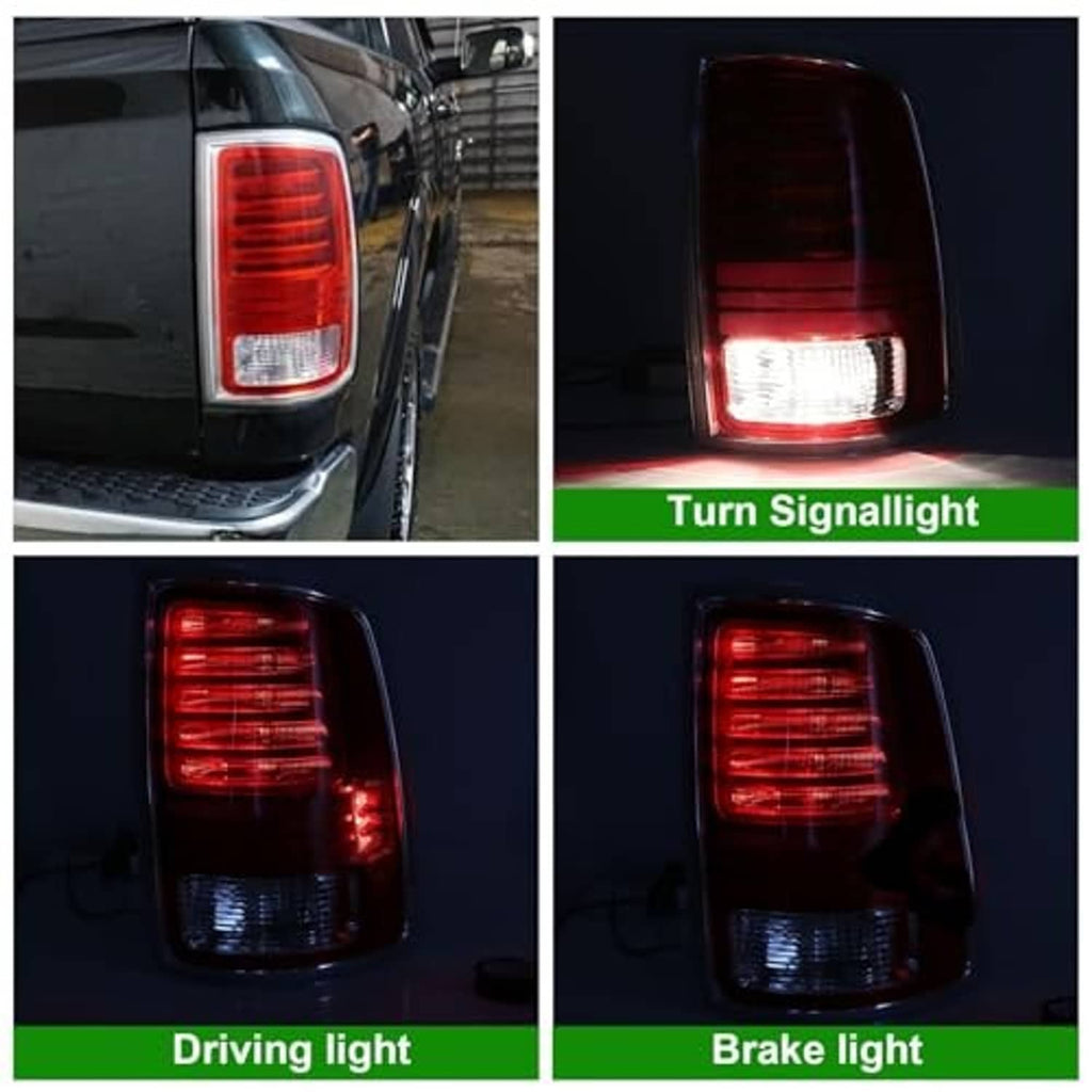Illuminated red tail light with clear reverse section and white reflector