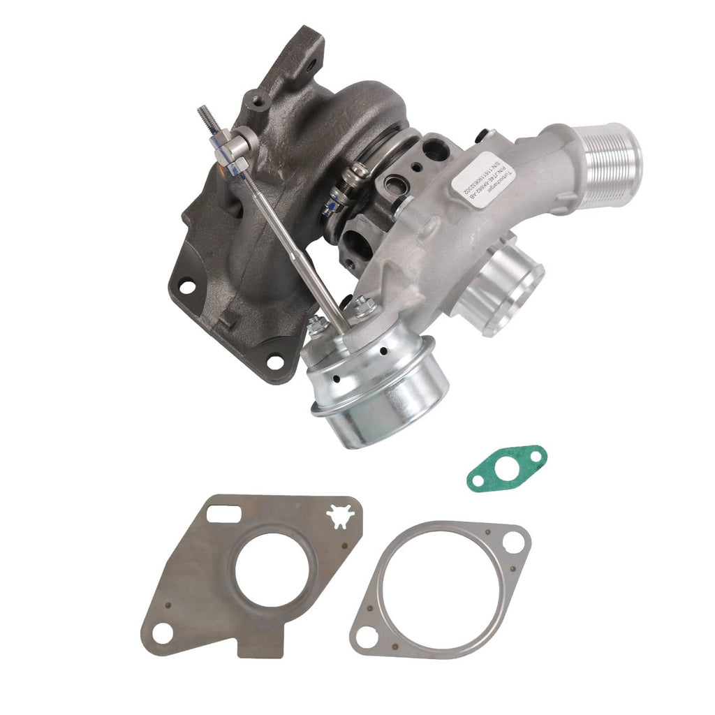 Right-side turbocharger with mounting gasket and O-ring kit, grey and silver metal parts