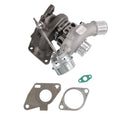 Right-side turbocharger with mounting gasket and O-ring kit, grey and silver metal parts