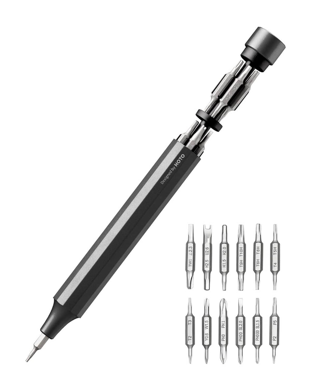 HOTO 24-in-1 precision screwdriver with magnetic bit holder and assorted metal bits