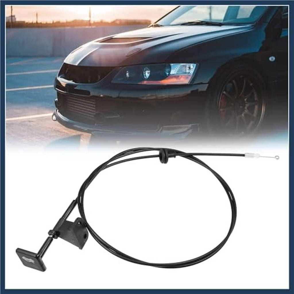 Engine hood release cable kit with black cable loop and mounting bracket