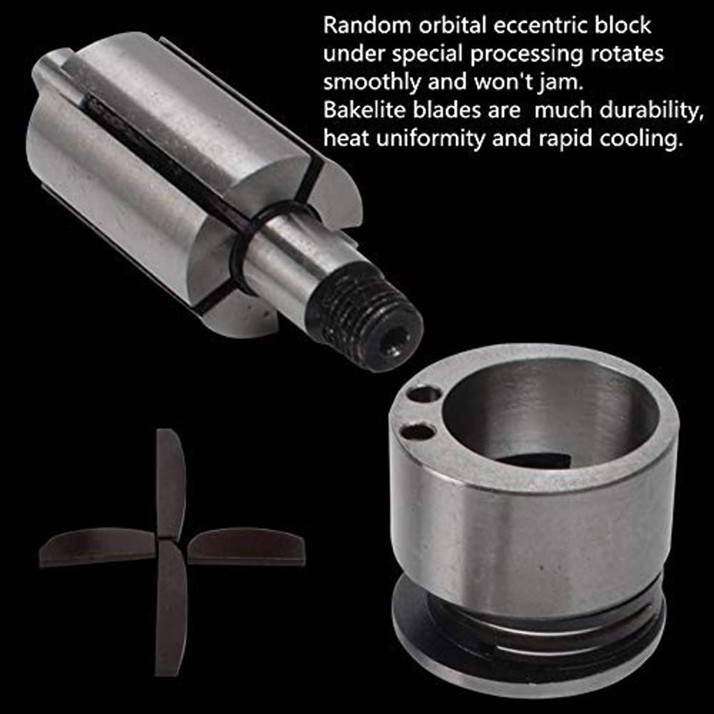 Metal spindle and blade components for random orbital air sander with housing