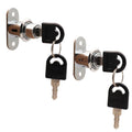 Silver push plunger drawer lock with black key cylinder, two keys and ring