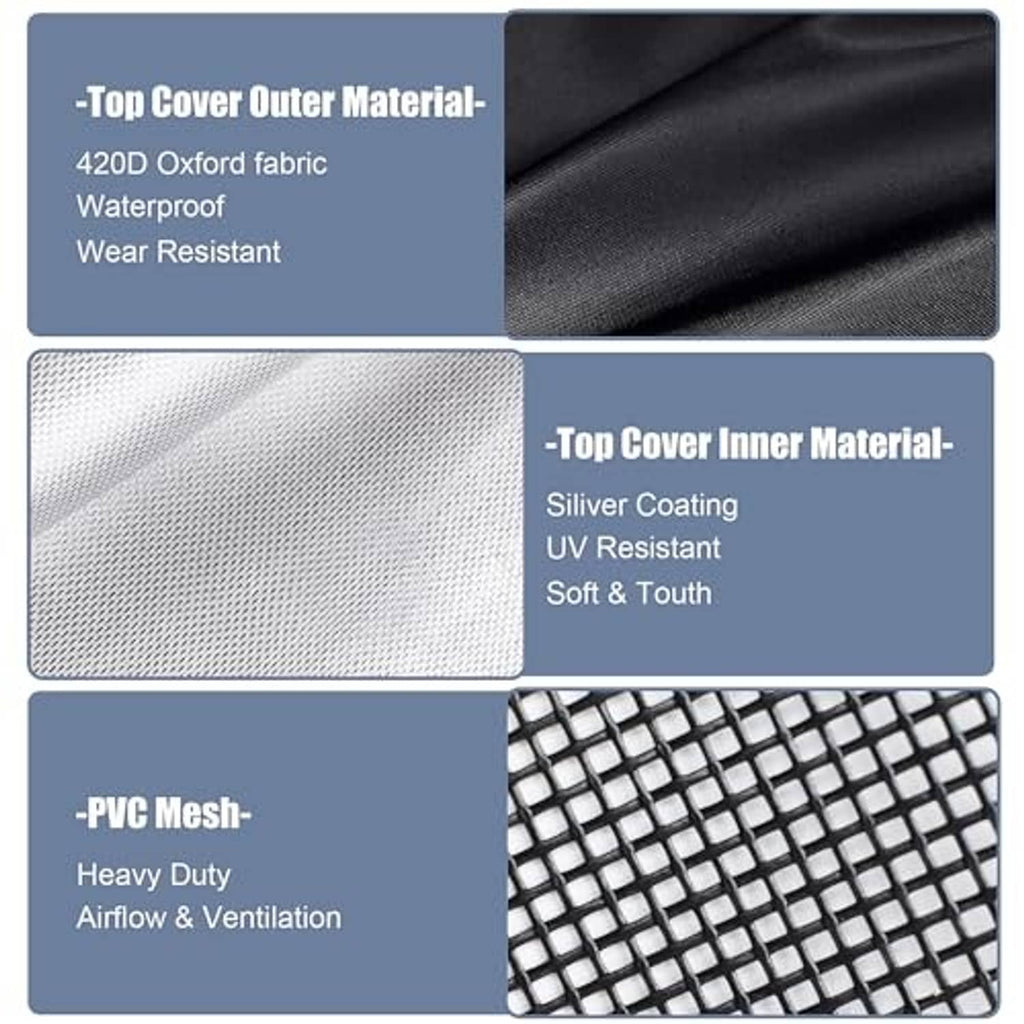 Outdoor AC cover material panel set: black Oxford fabric and PVC mesh
