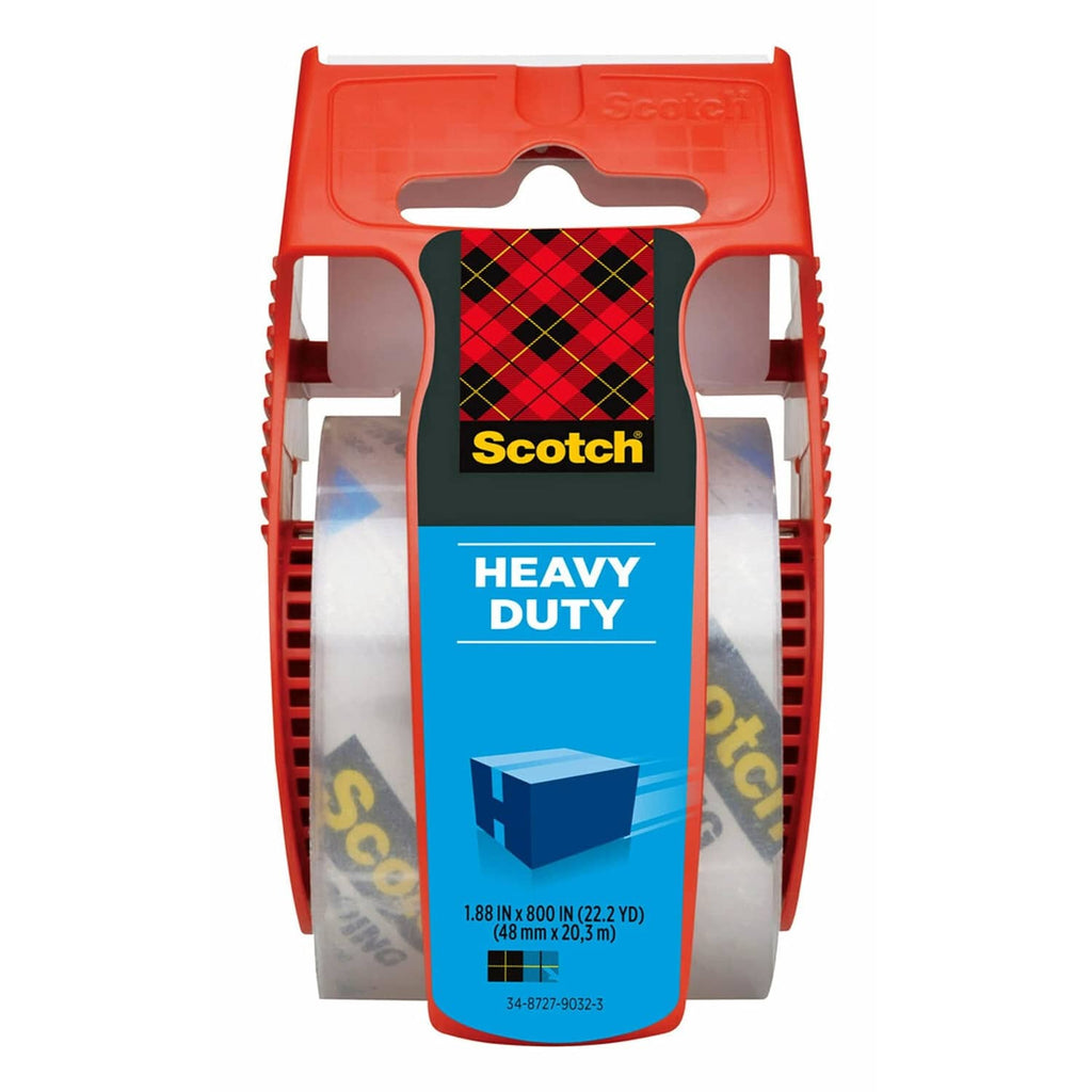 Scotch Heavy Duty packaging tape dispenser with clear tape rolls