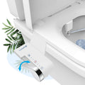 White non-electric toilet bidet attachment with front nozzle and side control panel