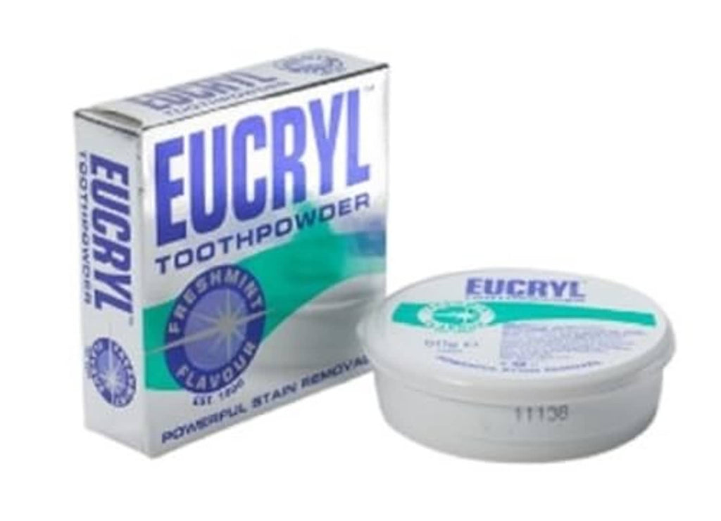 Eucryl toothpowder box with matching round tin