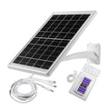 Solar panel charger with wall bracket, black solar cells, and white cable set
