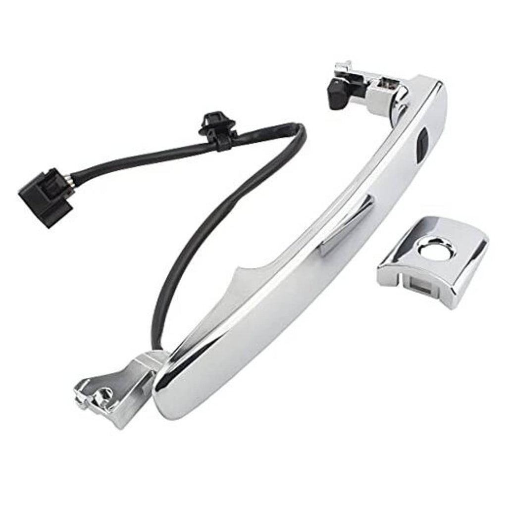Chrome exterior smart keyless door handle for front left driver side, outside mount