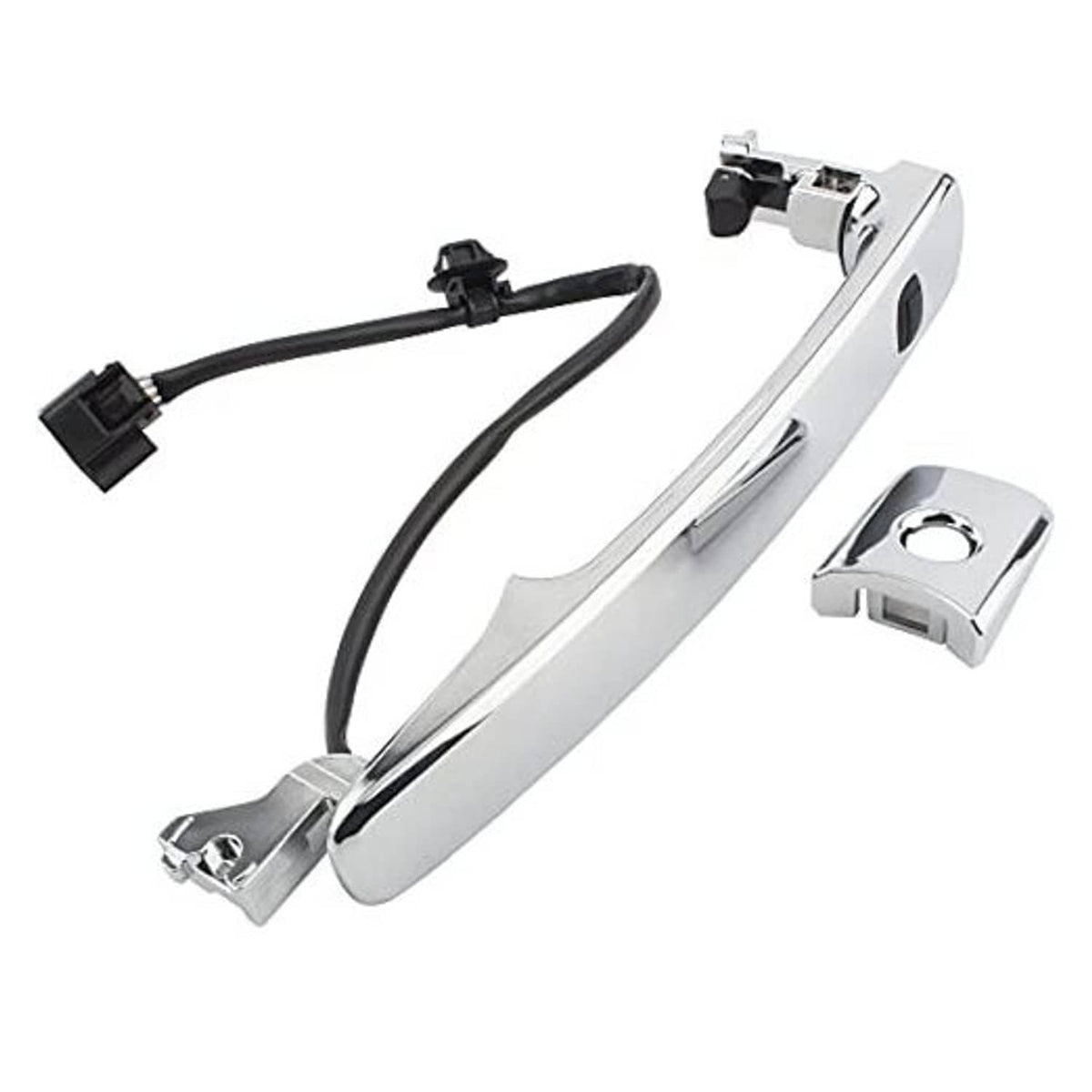 Chrome exterior smart keyless door handle for front left driver side, outside mount