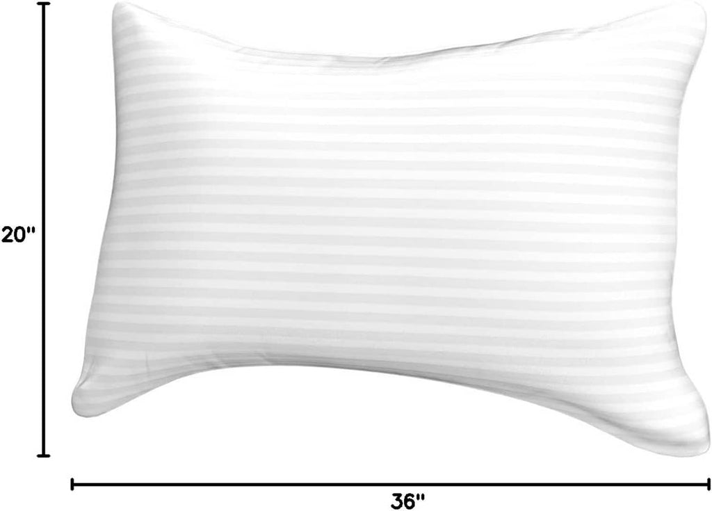 White striped king-size pillow, square profile with rounded corners