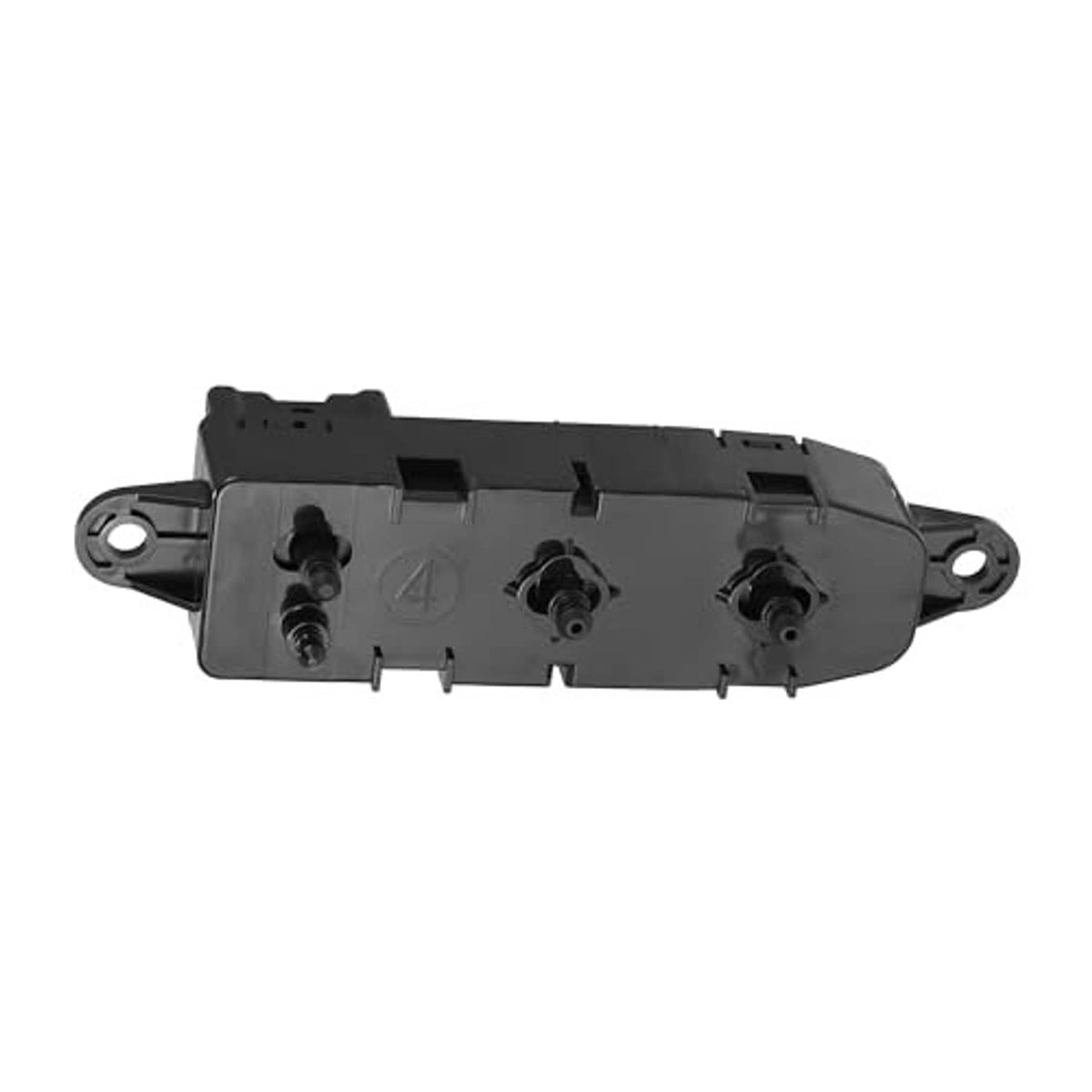 Black power seat switch module with side mounting loops and control knobs