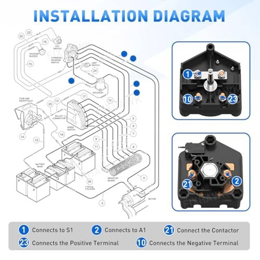 Forward/reverse switch assembly with installation wiring connection points, black