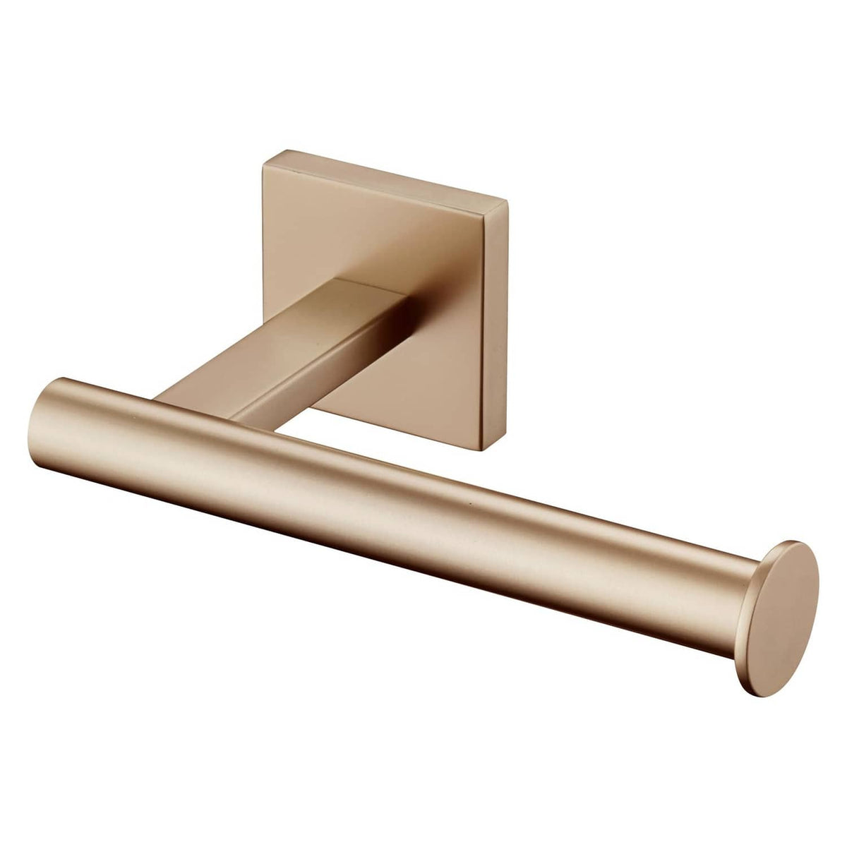 Vertical toilet paper holder with flat backplate and bar, champagne bronze finish