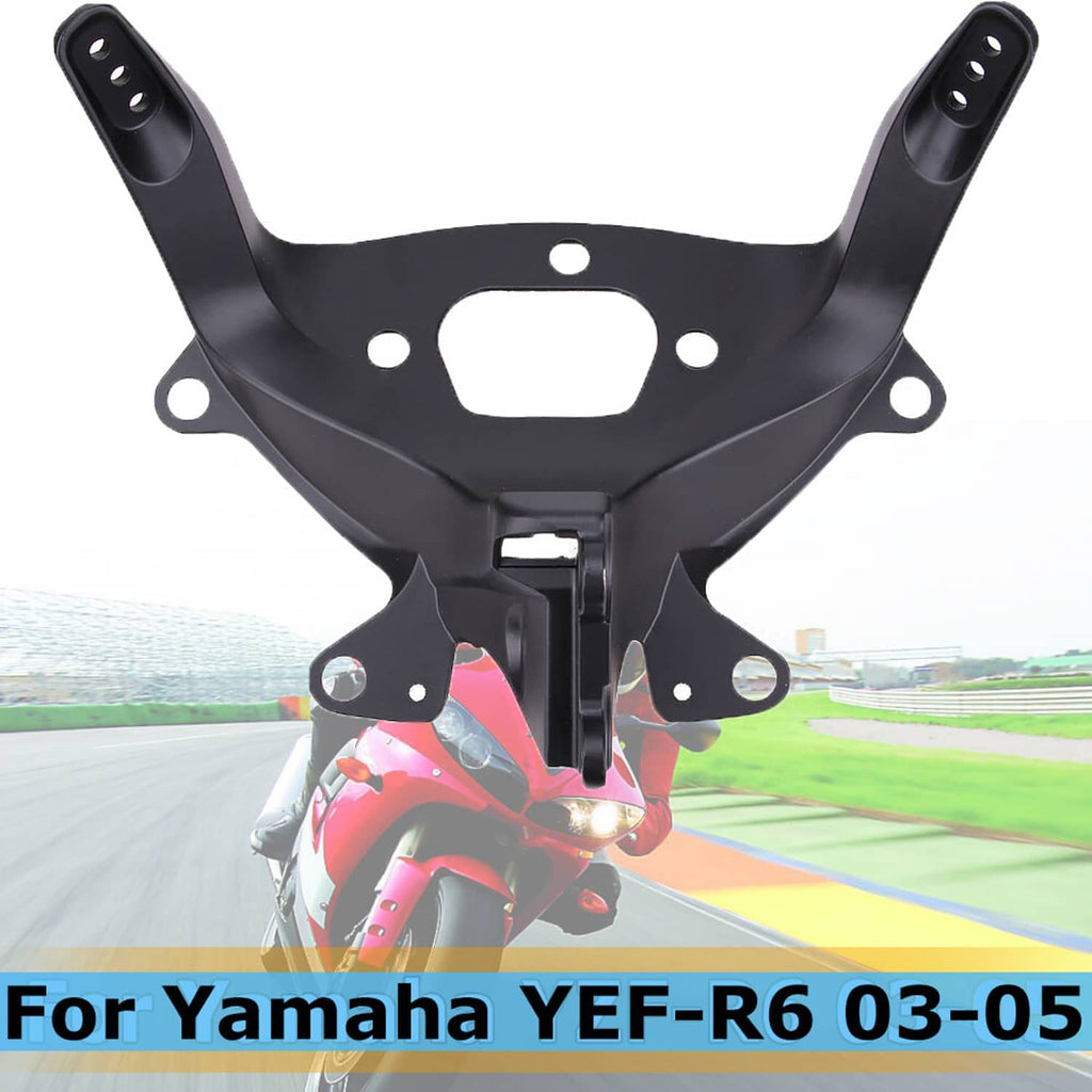 Black upper fairing stay bracket with central mount and side support tabs