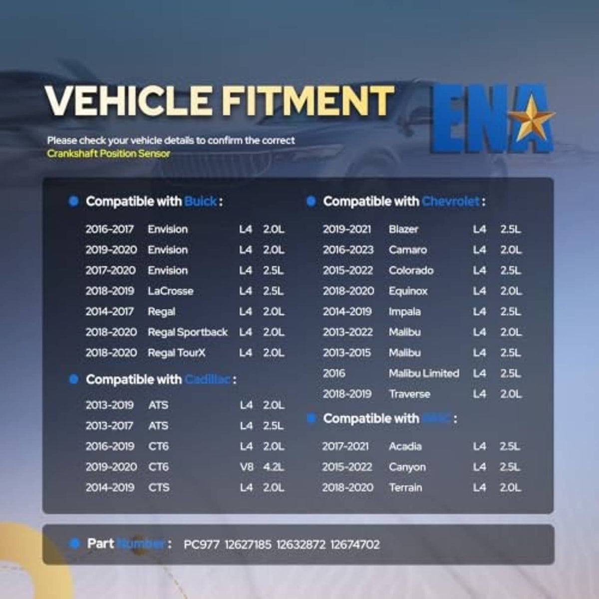 Crankshaft position sensor box and sensor connector for vehicle compatibility