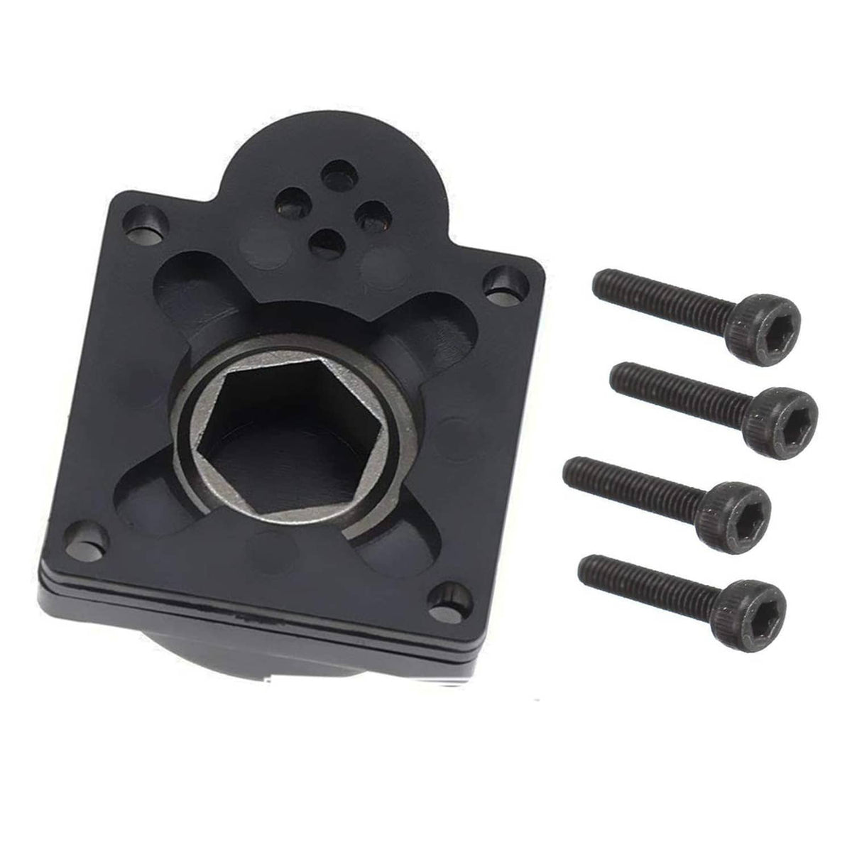 Black starter backplate with octagonal input opening and mounting plate screws