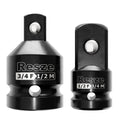 Black impact socket adapter set with 3/4F to 1/2M and 1/2F to 3/4M reducers