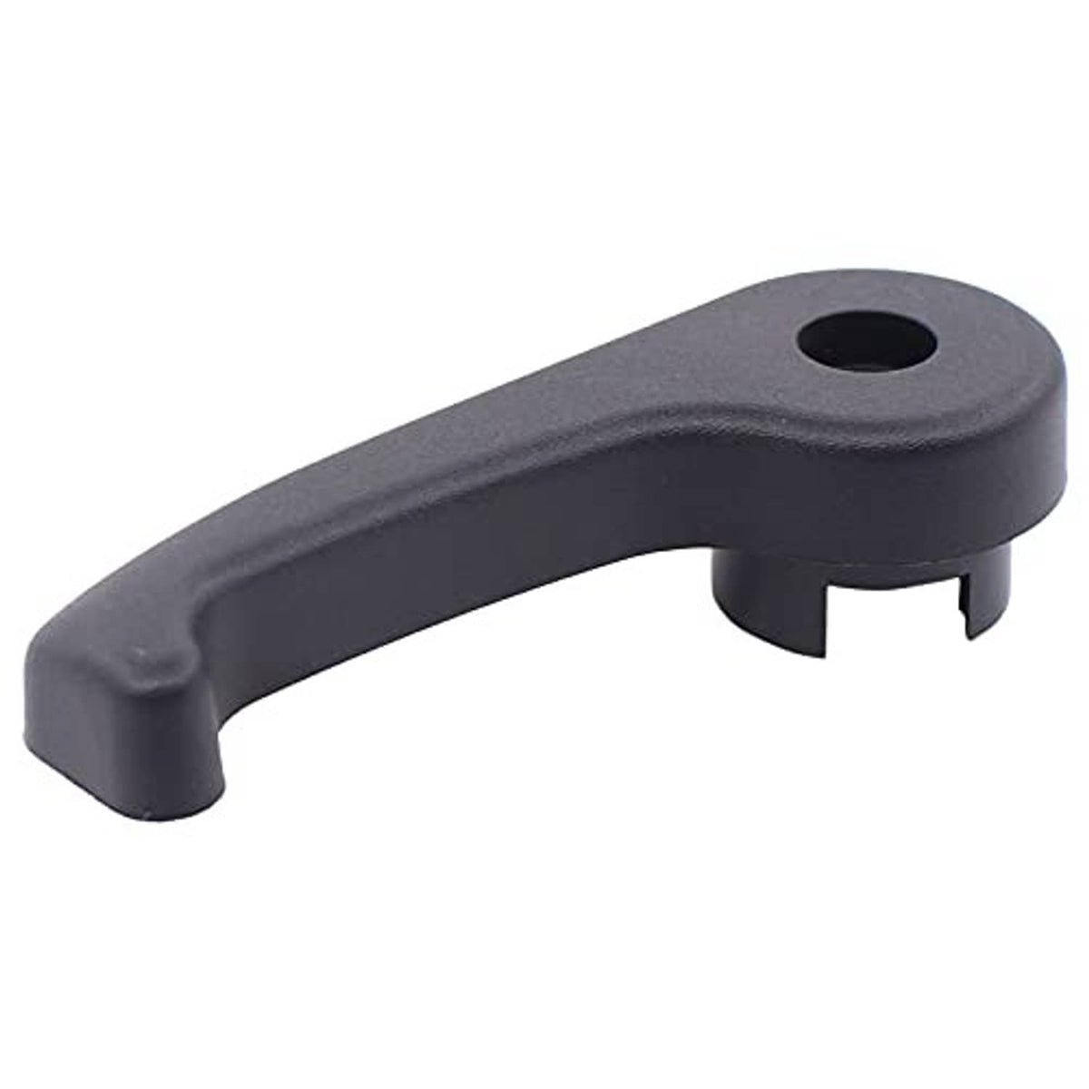 Hood latch release handle in dark gray/black plastic with mounting hole