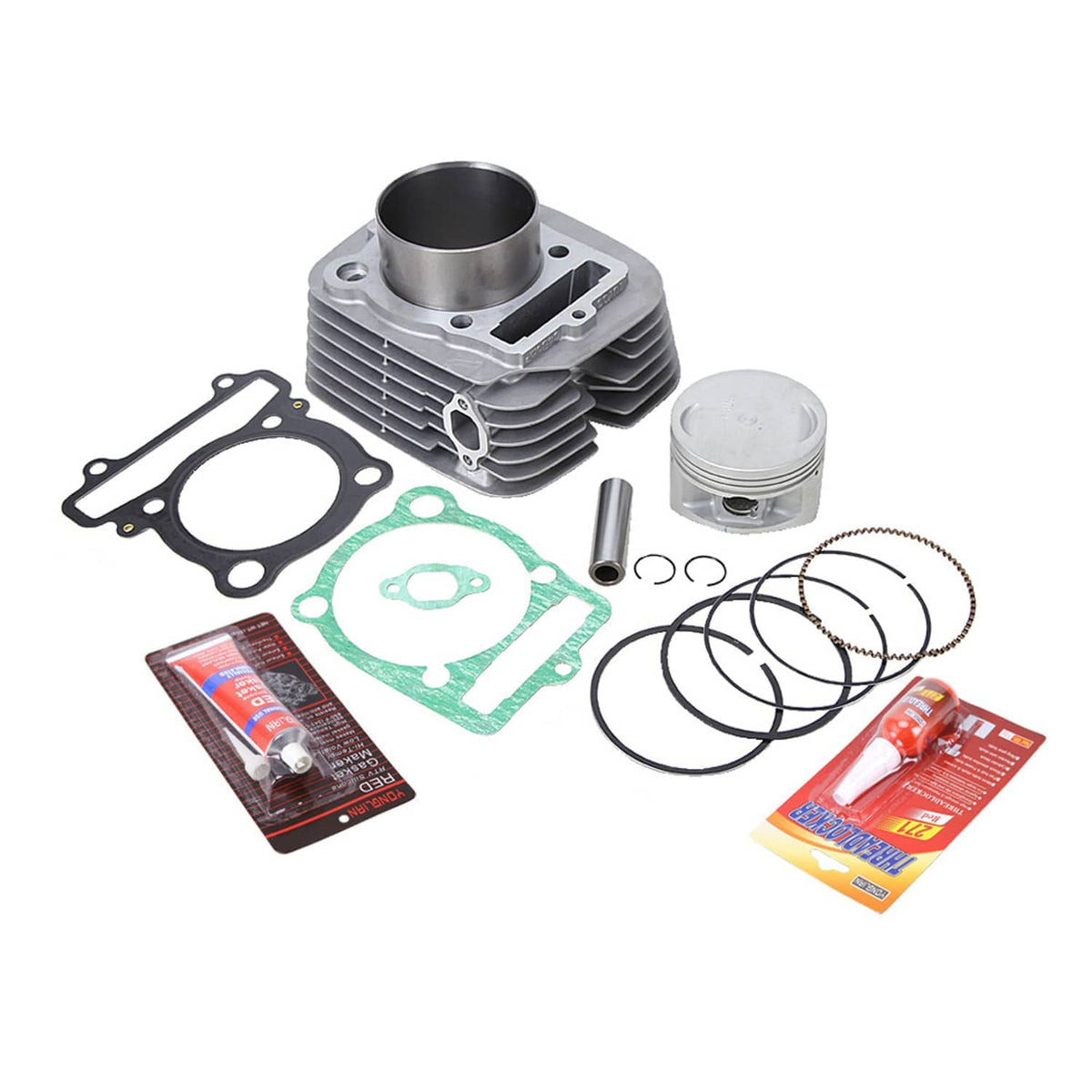 Cylinder piston gasket top end kit with cylinder, piston, rings, gaskets, and seals
