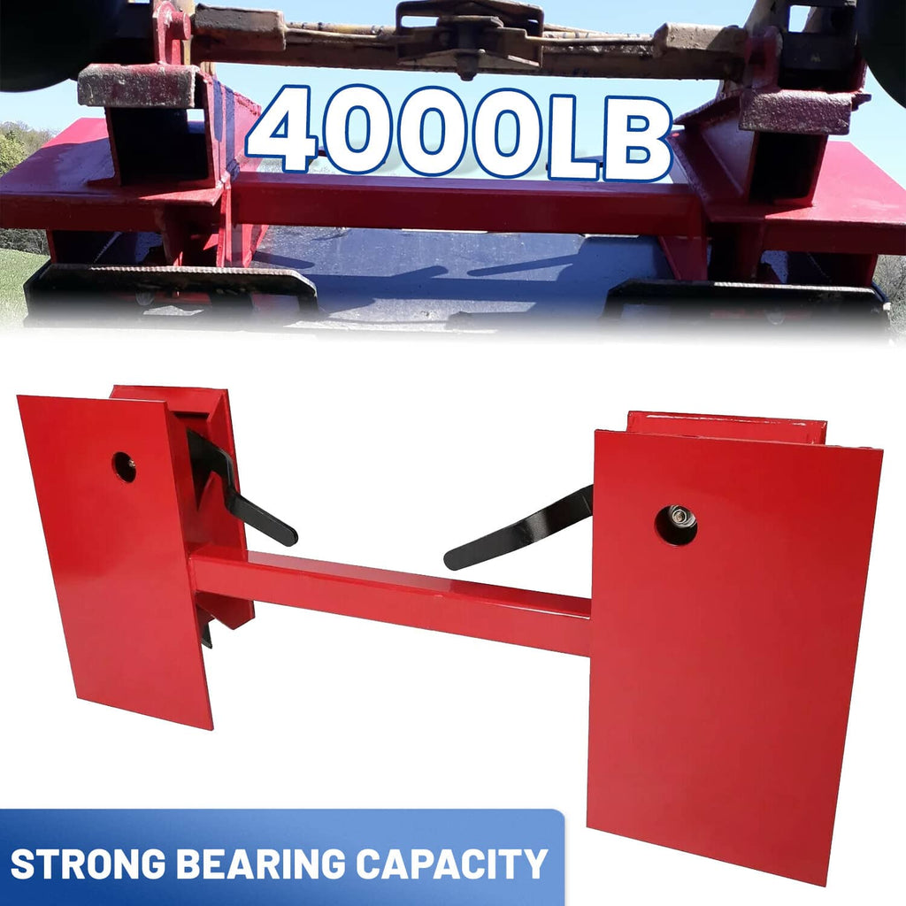 Red skid steer quick-attach conversion adapter plate with black latch handles