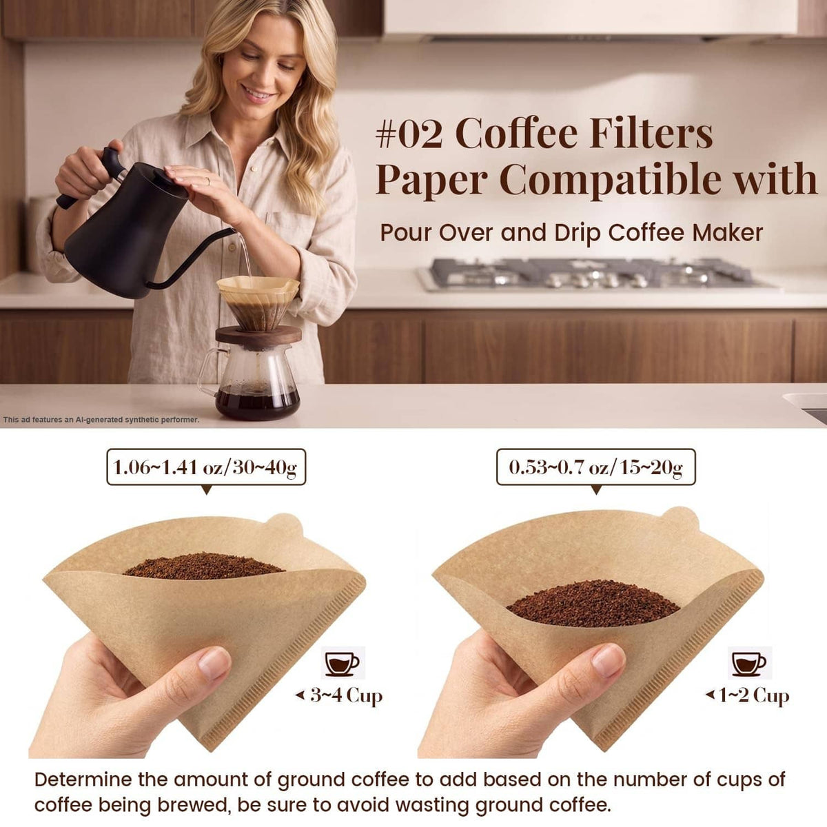 #2 unbleached cone coffee filters held in hands over a drip coffee maker