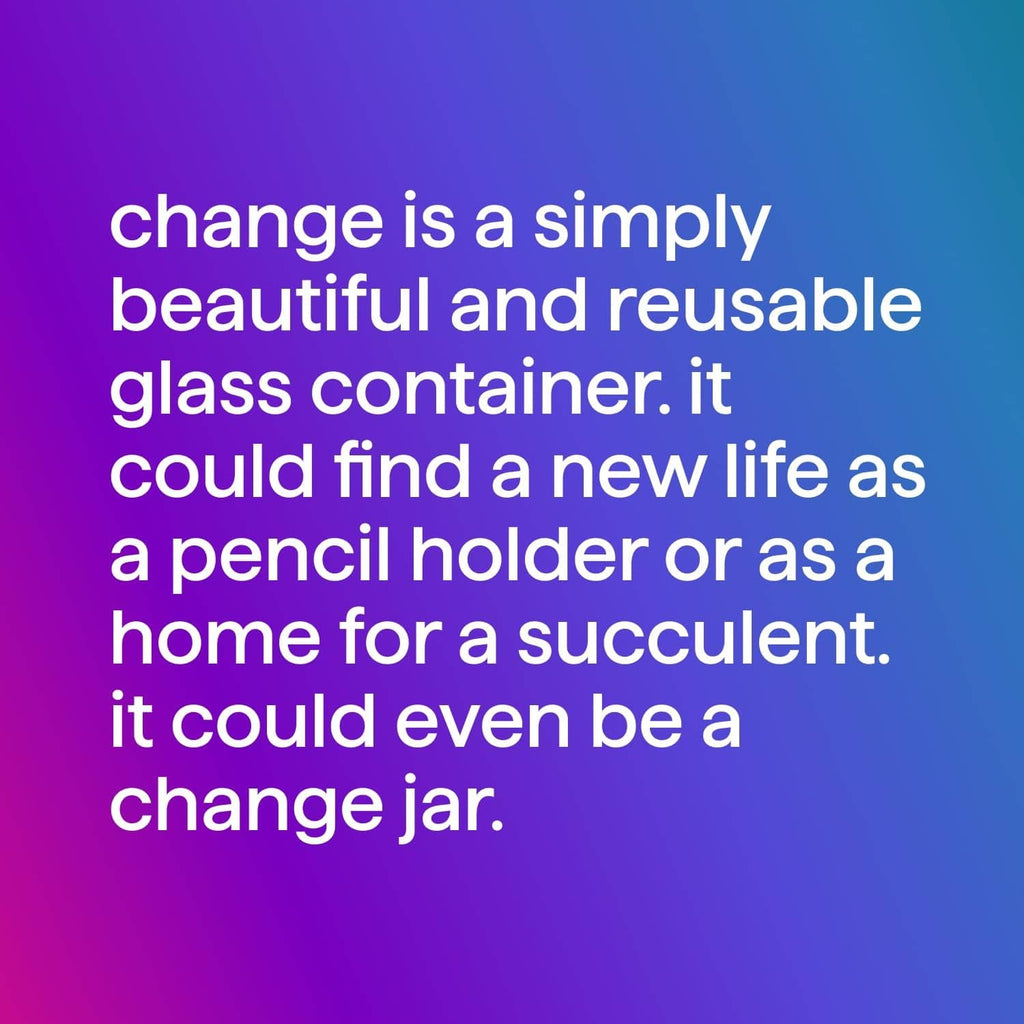Reusable glass candle container concept text graphic