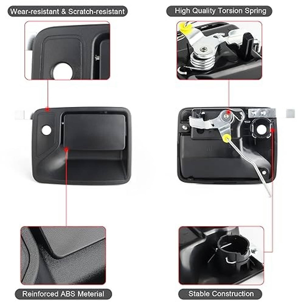 Black exterior door handle replacement with textured finish and mounting opening