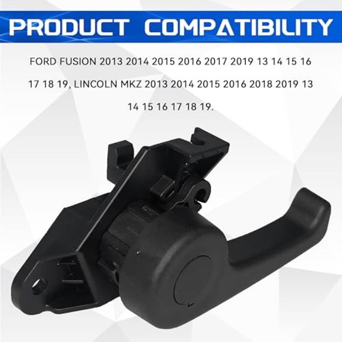 Black hood latch release handle assembly with bracket and latch pivot, angled view