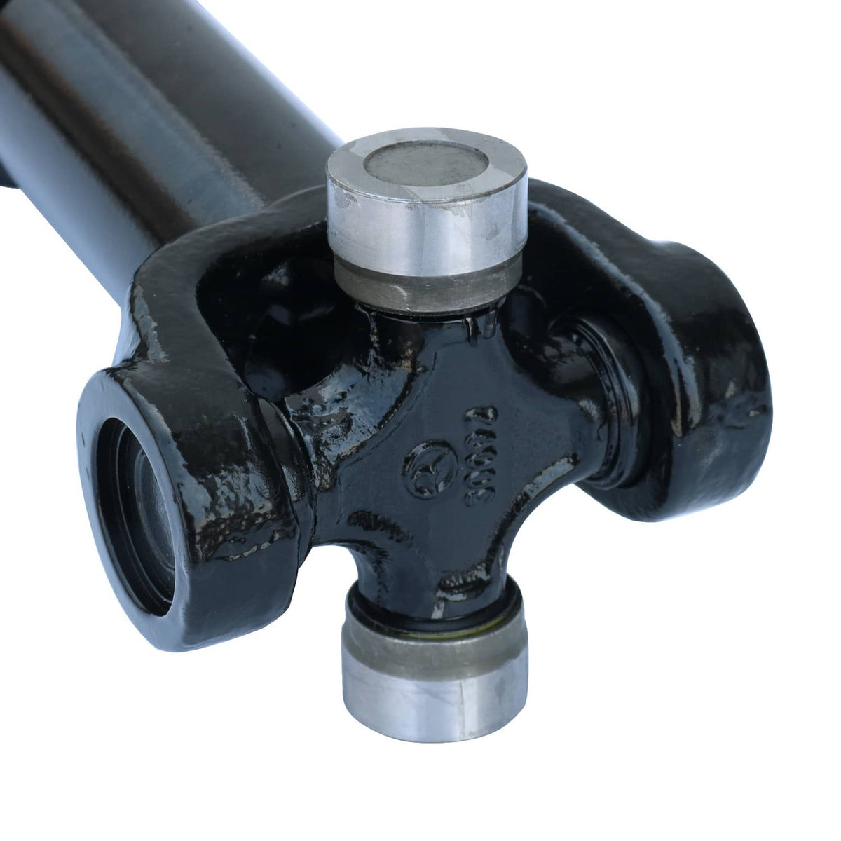 U-joint cross and bearings on front drive shaft, black housing with silver caps