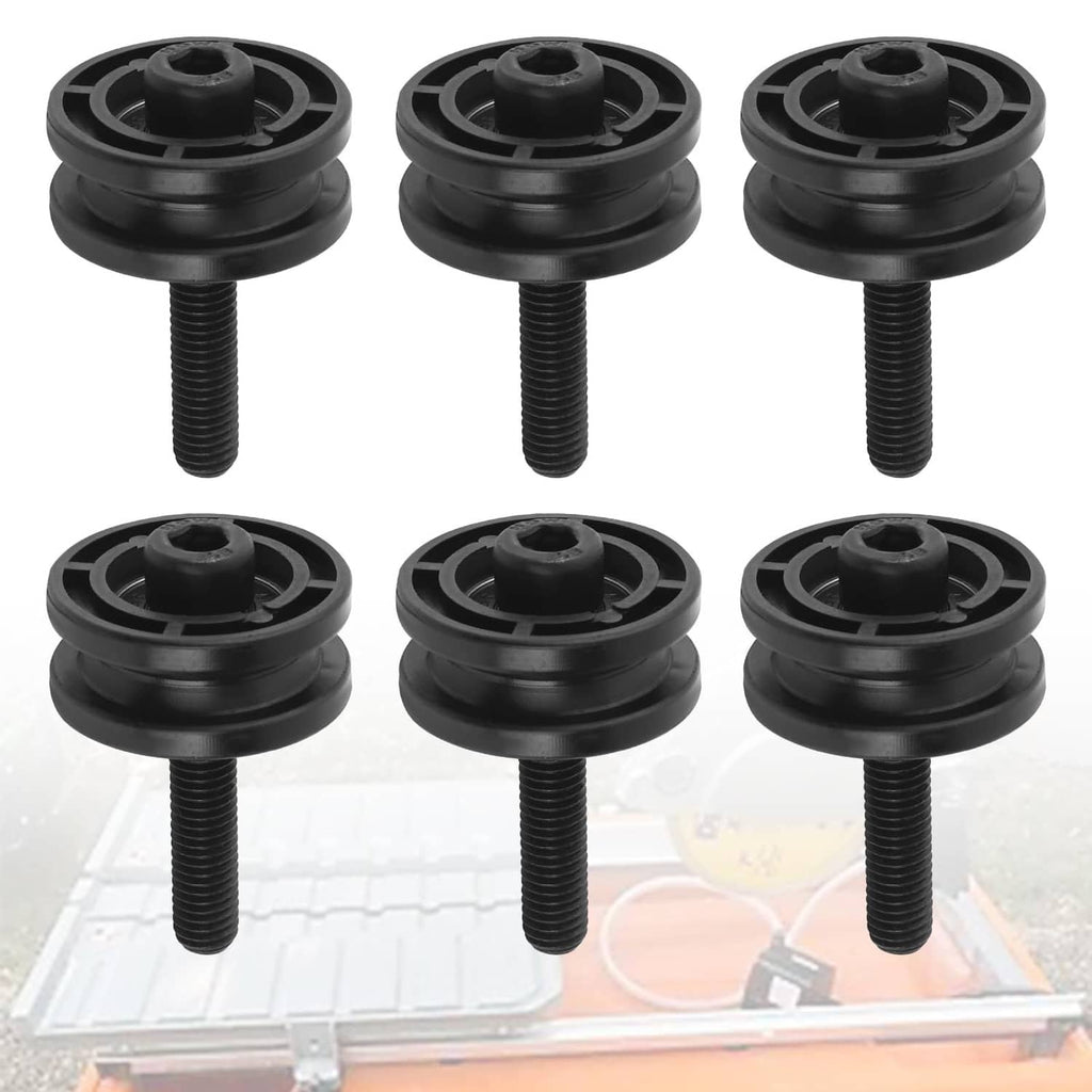 Black tile saw roller assembly with threaded bolt and roller wheel, 2-pack